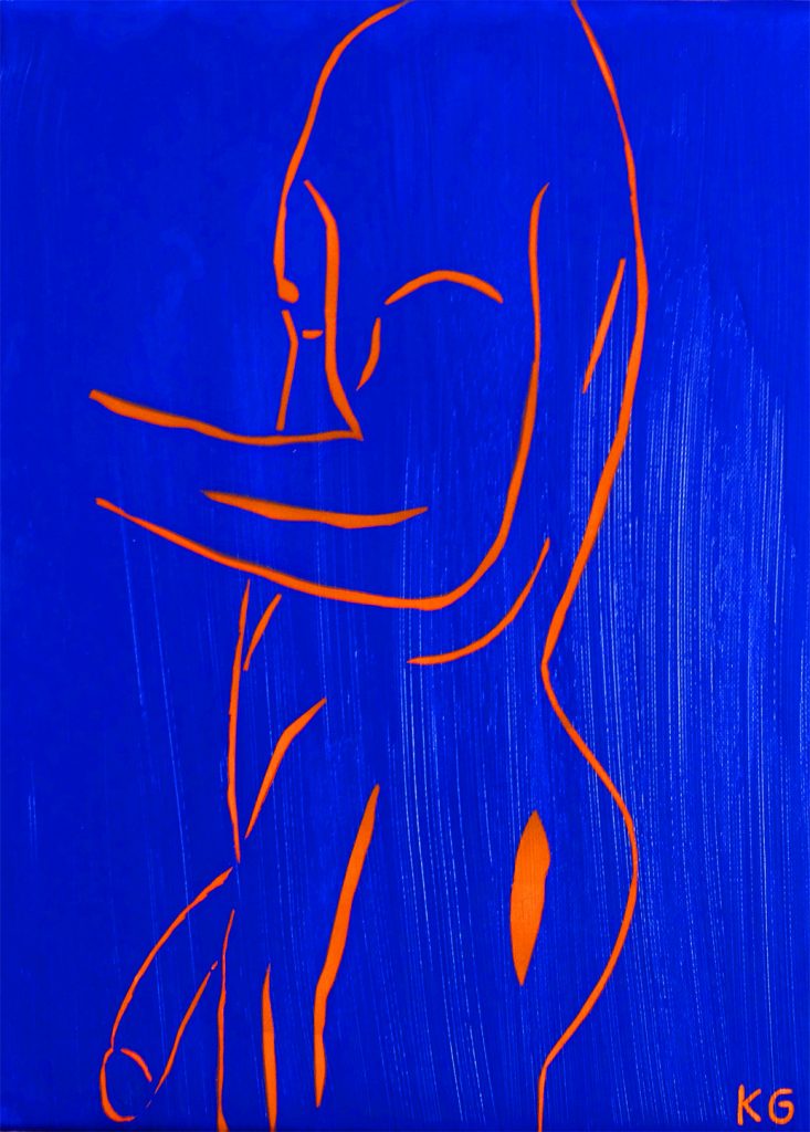 Contemporary art Stuttgart Karlo Grados nude man front with penis oil painting  germany