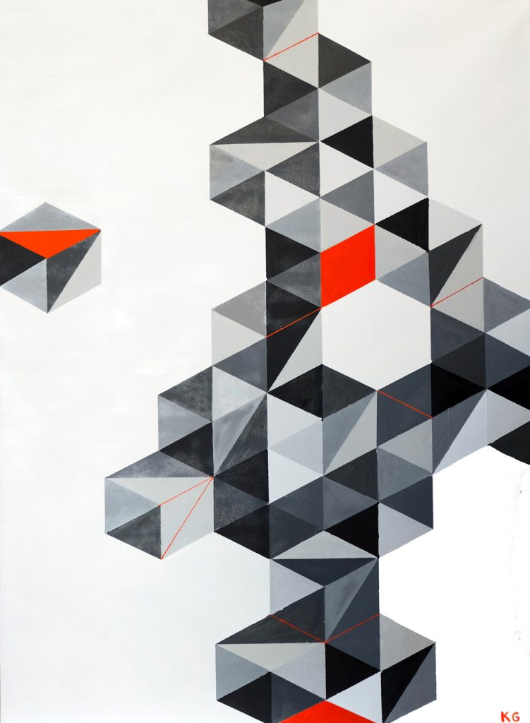 Contemporary art Stuttgart Karlo Grados oil painting modern art abstract geometric figures